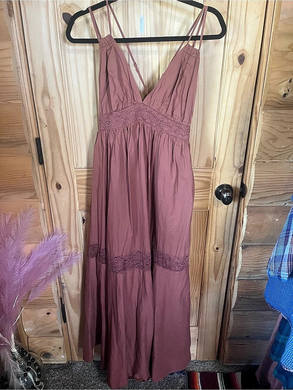 Wishlist apparel Lace Maxi Dress in Terracotta Rust Size Medium